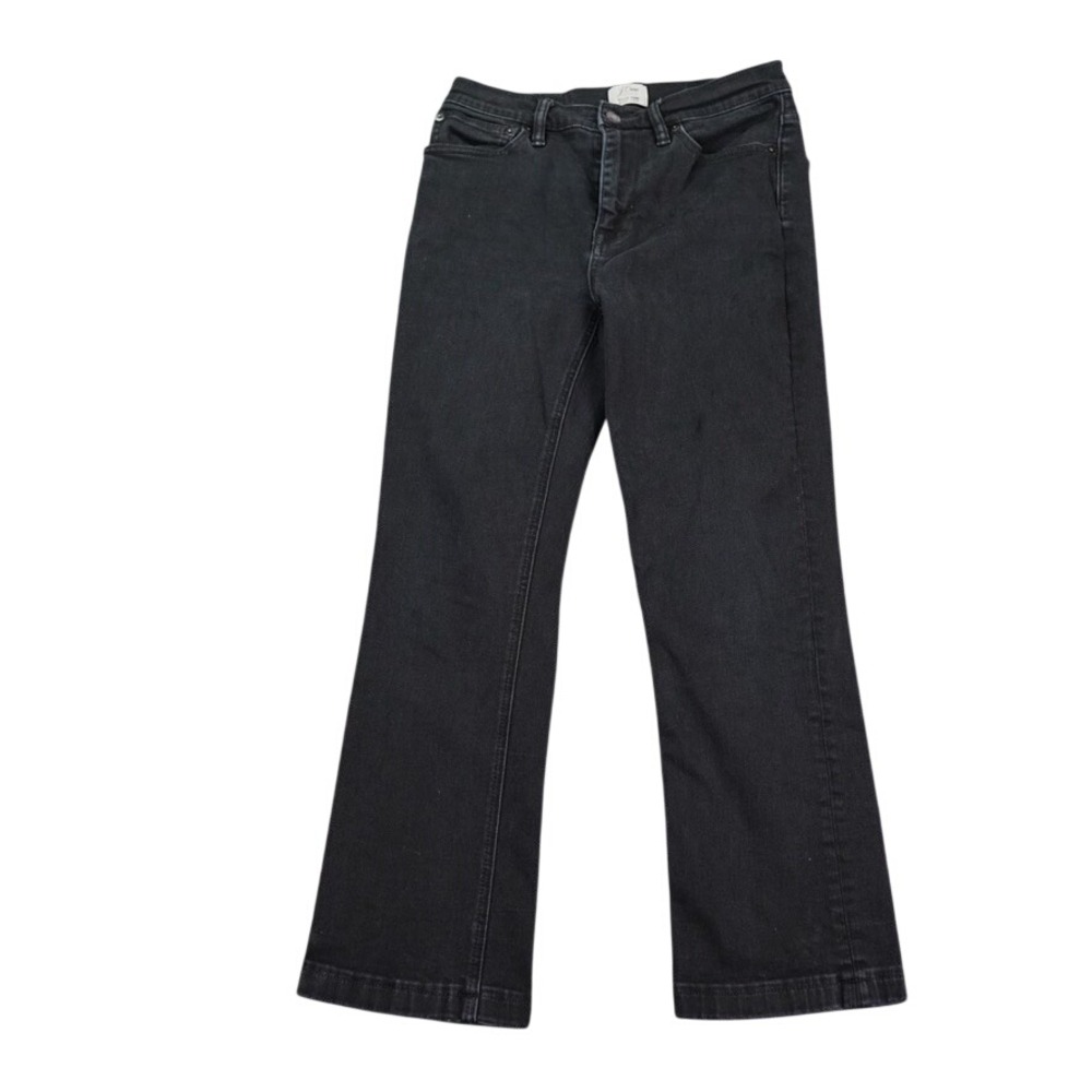 J Crew Billie Demi Boot Crop Jeans Black High Rise‎ Stretch Denim Size 27